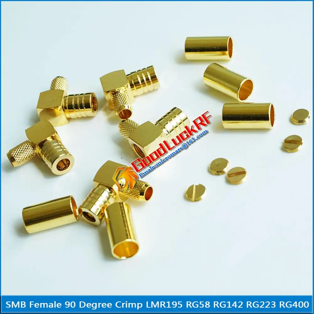 1X шт РЧ коннектор SMB Женский Разъем 90 градусов правый угол обжима для RG316 RG174 RG179
