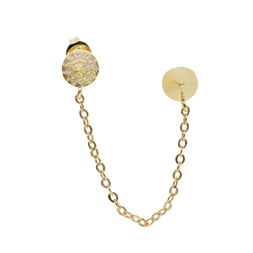 Двойной 2 пирсинг гвоздики AAA кубический цирконий cz кисточкой цепочка