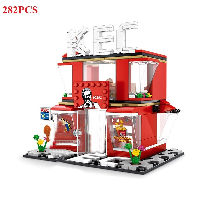 280 + шт Мини Набор городская улица View строительные блоки кофе магазин гамбургер City