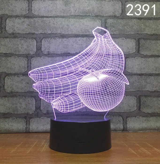 3d lamp 5 7 цветов абстрактный круг фрукты свет Новинка Светодиодный 3d-ночник настольная лампа сенсорный Рабочий стол свет цвет яркий подарок вечеринка по случаю Дня рождения спальня - Испускаемый цвет: 3d lamp 5