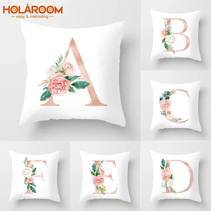 Наволочка для подушки с буквами 45x45 см наволочка английским алфавитом и цветами