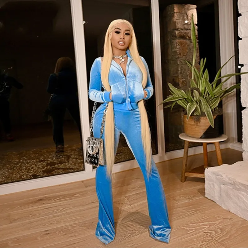 

Женский Бархатный спортивный костюм, повседневный комплект из двух предметов, кофта на молнии и длинные штаны, спортивные брюки, зима 2021