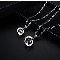 1 sets pendant necklaces for lovers luxury zircon pendant necklaces for women fashion necklace men cute couples necklace pendant