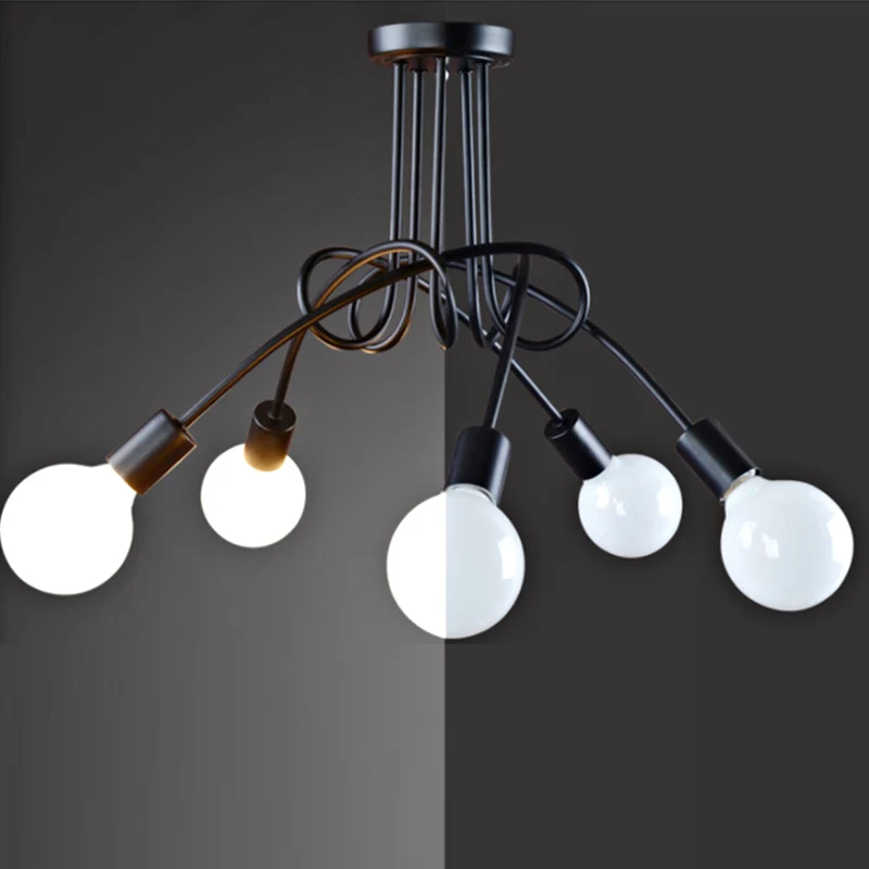 Потолочная светодиодная люстра E27 в стиле индастриал железный потолочный