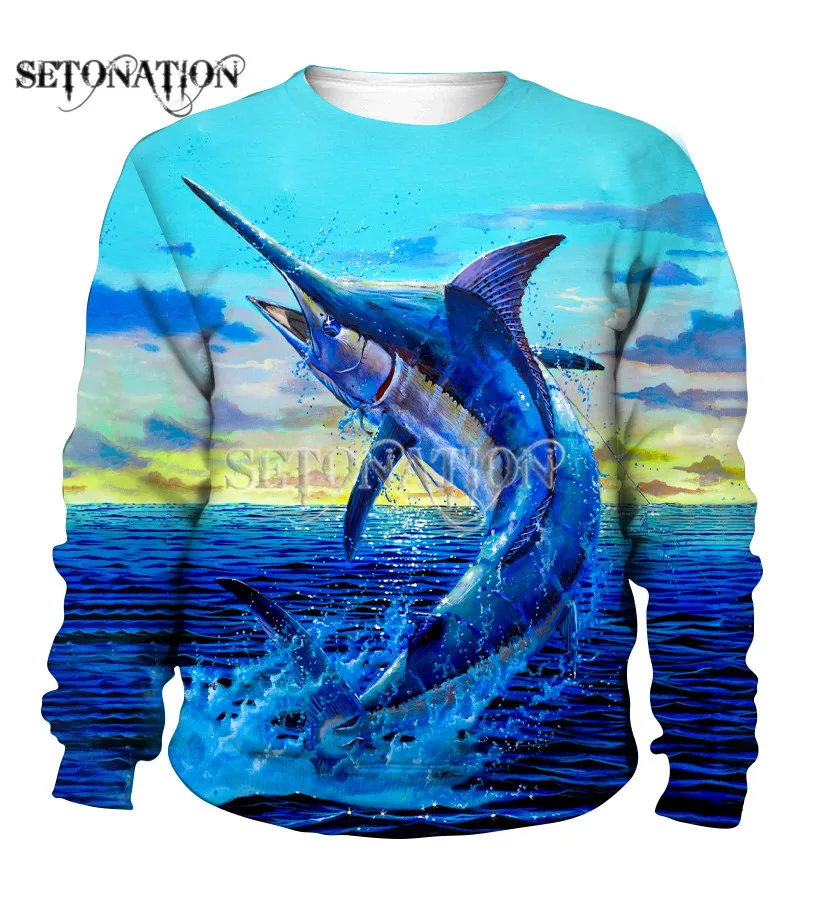 The sea creature swordfish 3D print boys/girls Flannelet thickening type Children zipper coat Sweatshirt/Hooded//family | Мать и ребенок