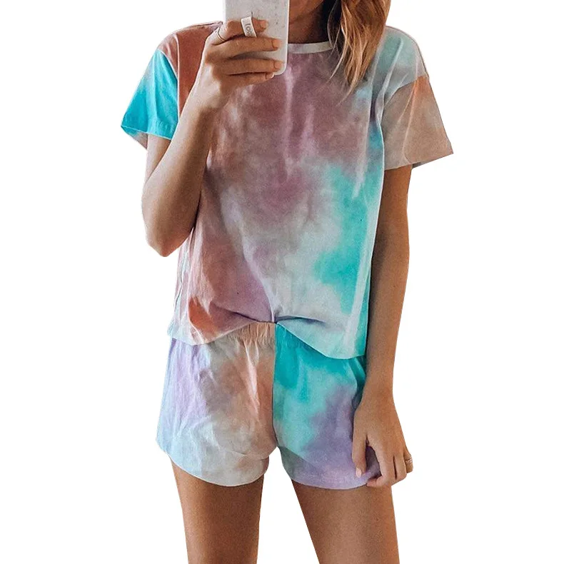 Лидер продаж женская пижама с принтом в виде краски пижамный комплект рукавами