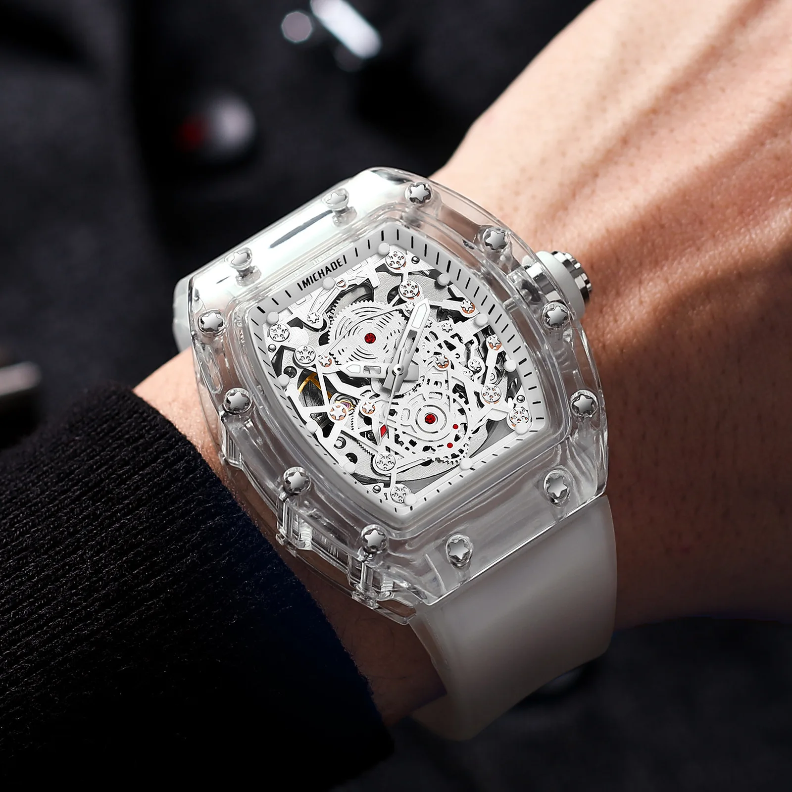 

Men's Watch 2021 Fashion Brand Leisure Sports Transparent Waterproof Hollow Clock relogio masculino