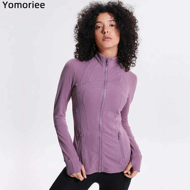 

Yoga Sport Coat Women Nylon Elastic Zipper Running Yoga Long Sleeve Top Winter Workout Top Yoga Shirt Stretchy Jacket Yomoriee