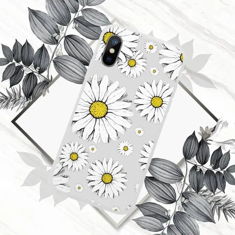 

Summer daisy flowers mobile Phone Case Candy Color for iPhone 6 7 8 11 12 s mini pro X XS XR MAX Plus
