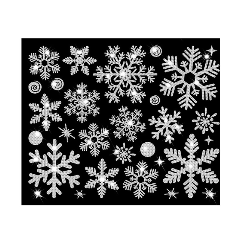 Новогодние обои Рождественская блестящая Снежинка наклейка на окно