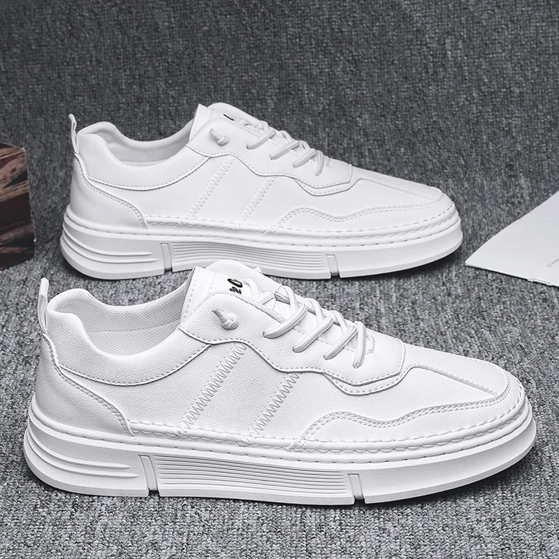 

Мужская повседневная обувь Повседневный Кружево Свет белые кеды мужские высокие туфли модные тренд четыре сезона