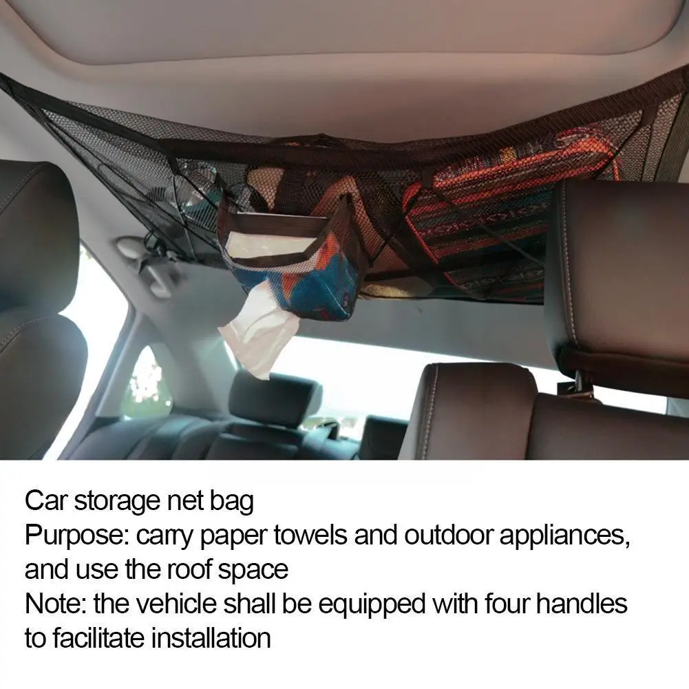 Car Roof Storage Bag Adjustable Suspension Ceiling Cargo Net Mesh Sack Pouch Pockets For SUV Van 2 Model C0Q8 | Автомобили и