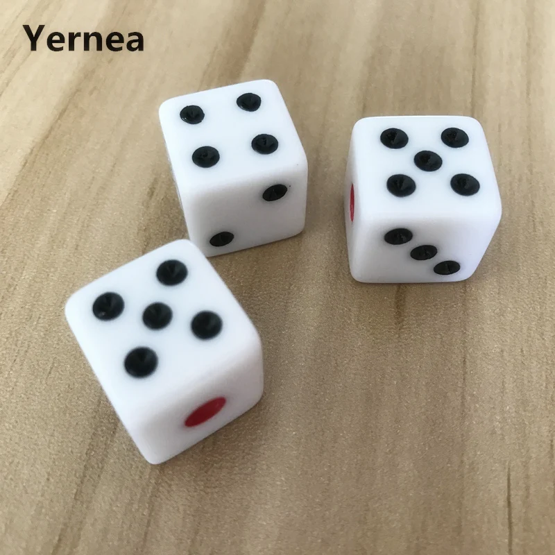 6 шт./лот 16 мм белая Питьевая игральная кость черная точка высокое качество