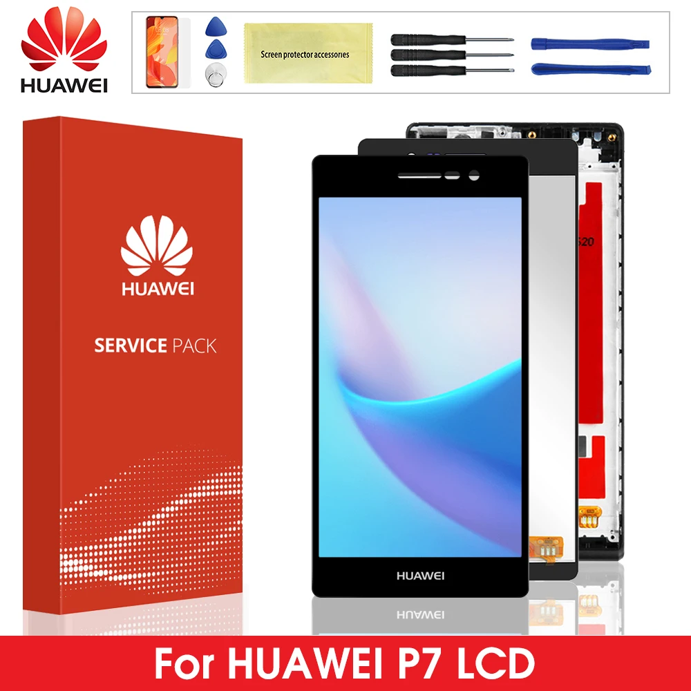 P7 с ЖК дисплеем для Huawei дисплей сенсорный экран дигитайзер в сборе рамкой Чехол