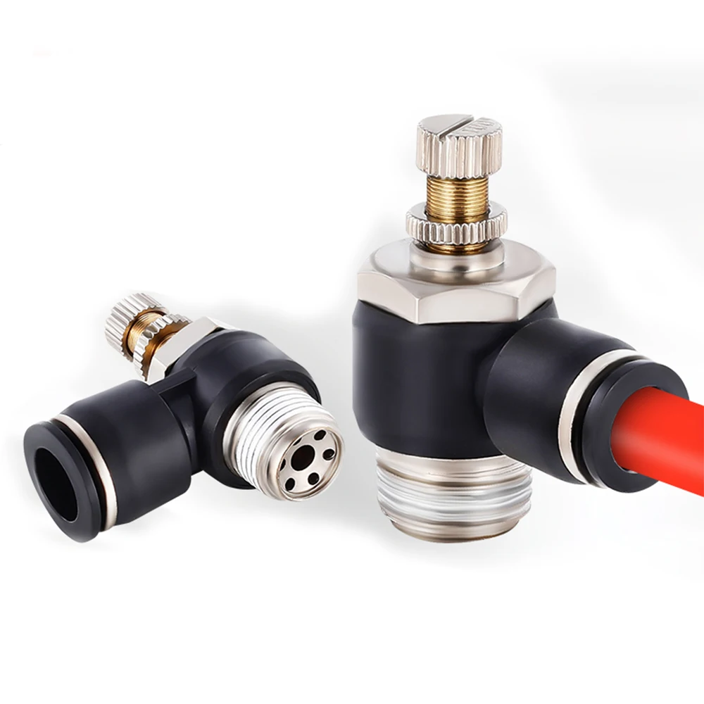 

Pneumatic quick connector SL one-way throttle valve flow control hose trachea connector 4 6 8 10 12 male thread 1/8 1/4 3/8 1/2