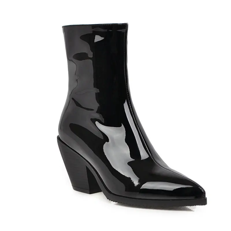 Женские ботильоны на танкетке осенне зимние ботинки из искусственной кожи с