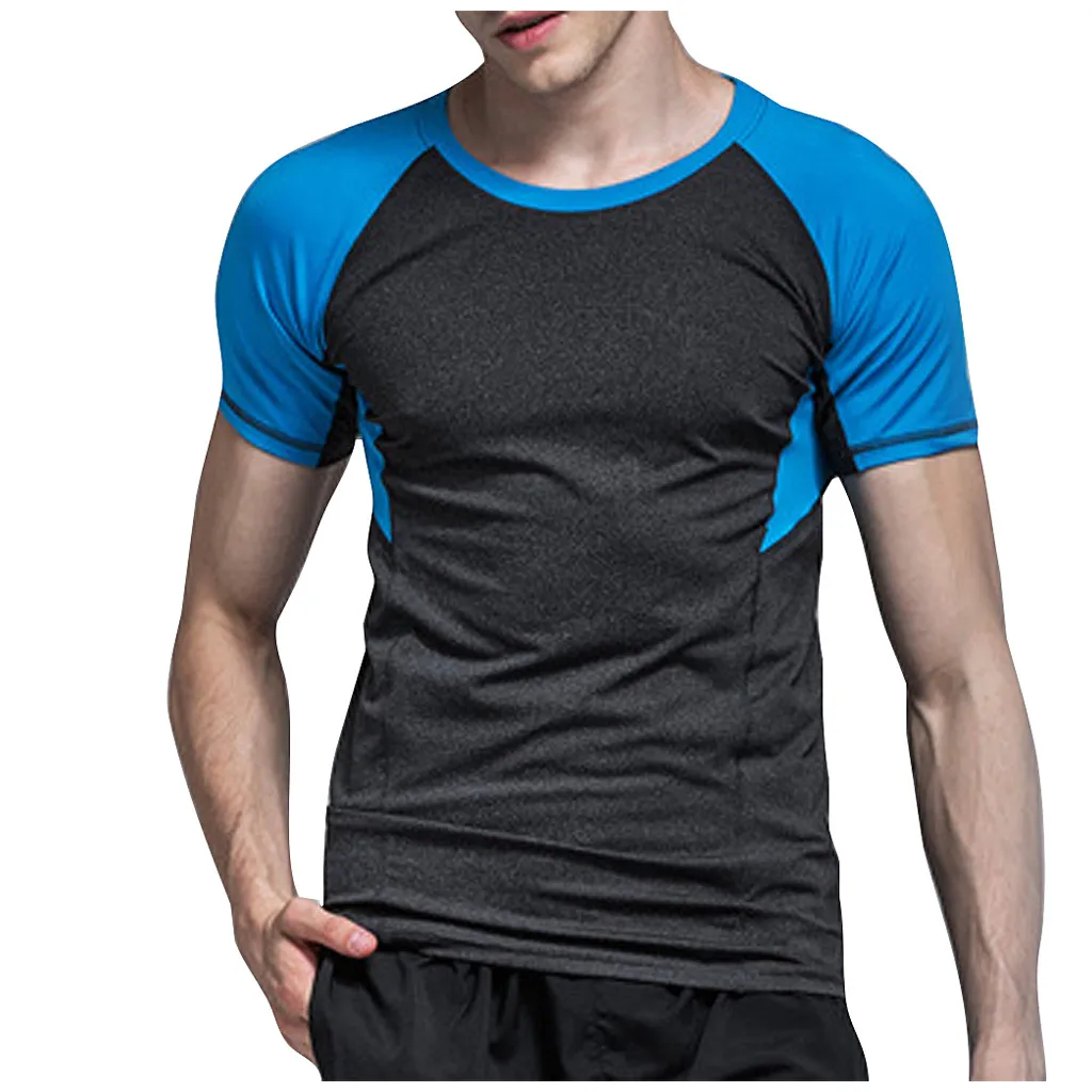 Мужские футболки для бега Feitong мужские лоскутные быстросохнущие спортивные с