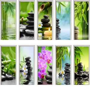 3d-наклейка на дверь, Настенные обои, современный плакат, каменная свеча, цветок, самоклеящаяся, ПВХ, водонепроницаемая наклейка, ремонт, украшение для дома