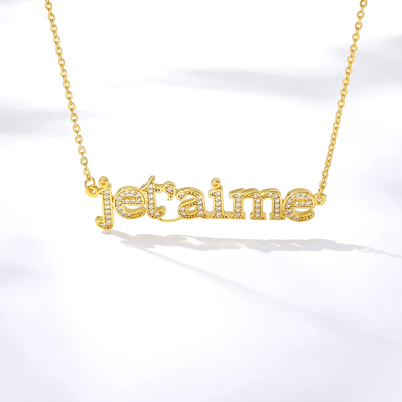 Золото с украшением в виде кристаллов цепочка из циркона французских букв I Love You