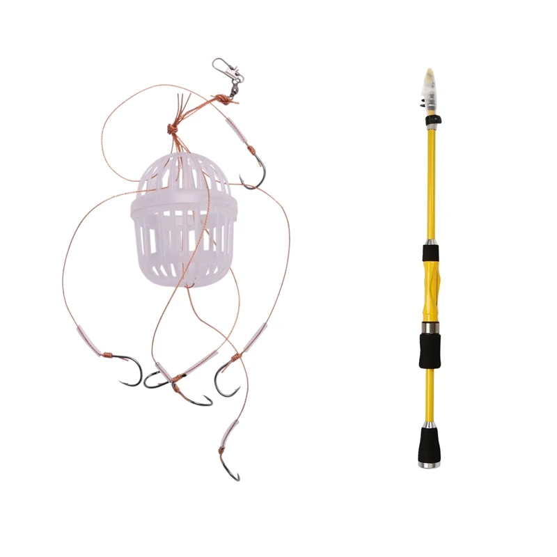 

1 Pcs Explosion Hook Carp Spherical Explosion Hooks Tool & 1 Pcs 1.8m Carbon Fiber Portable Lure Fishing Rod