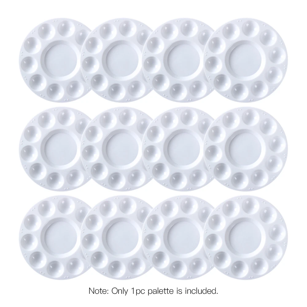 

White Plastic Palette Round Shape Paint Tray for Holding and Mixing Colors for Water-color Acrylic Oil Craft DIY Art Painting