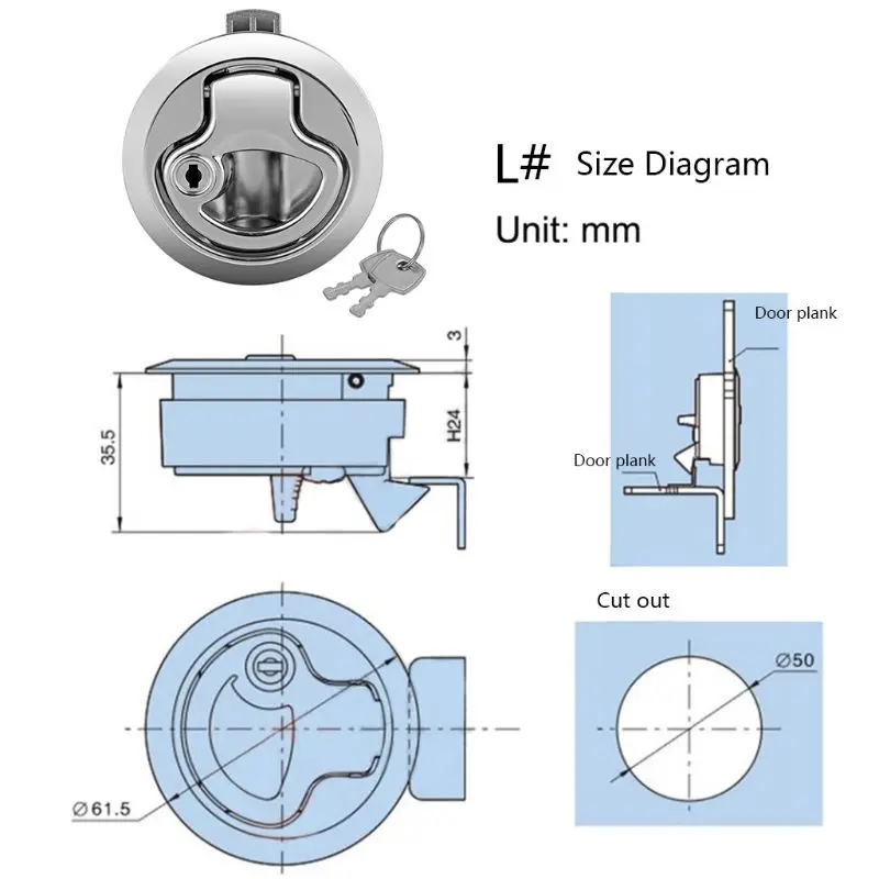 

2021 New Marine Boat Stainless Steel 2" Flush Pull Hatch Latch For RV Caravan Boat