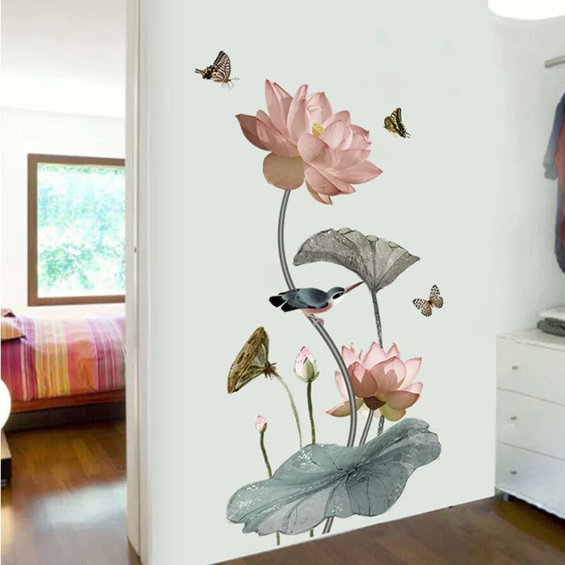 Настенные наклейки в виде лотоса для детской комнаты Гостиная украшения