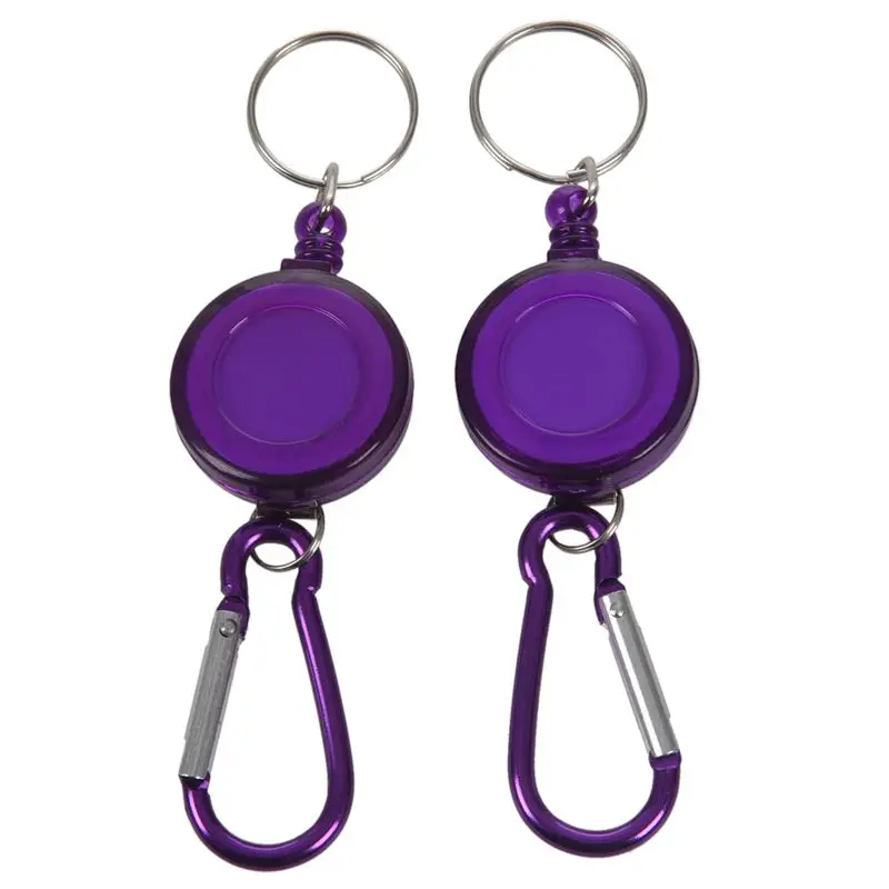

2 PCS BADGE REEL - RETRACTABLE RECOIL YOYO SKI PASS ID CARD HOLDER KEY CHAIN Color:Purple Amount:2Pcs