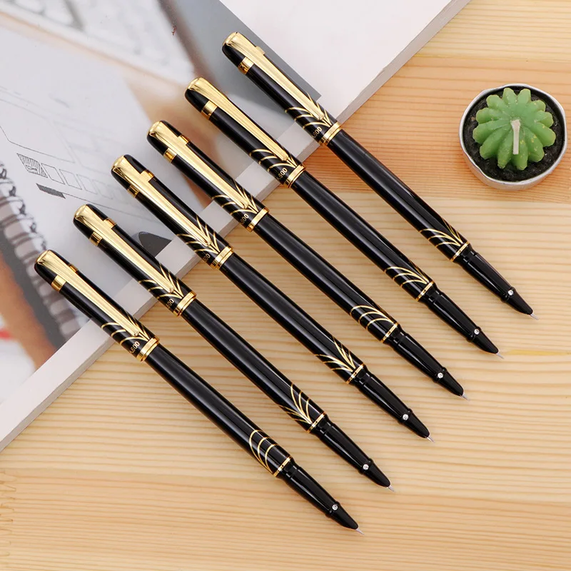 Золотистая черная перьевая ручка с капюшоном 1 шт. металлические чернильные