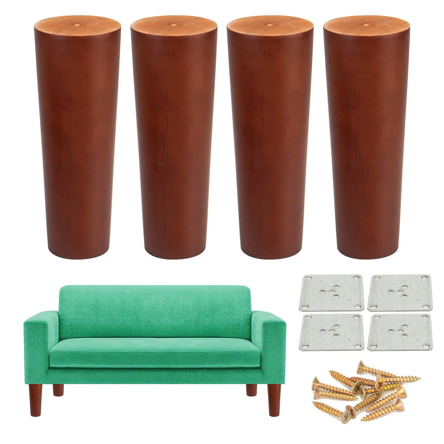 

6 дюймовые круглые однотонные штативы, набор из 4 сменных ножек среднего века для кушетки, шкафа, стула, журнального столика