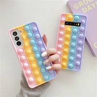 relief stress 3d rainbow bubble case for samsung s21 s20 note 20 ultra s9 s10 plus a72 a52 a71 a51 silicone fidget toy capa