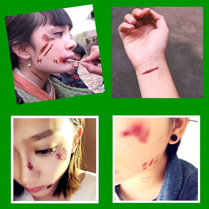Татуировка на Хэллоуин с зомби шрамами искусственная кусочка кровавый макияж
