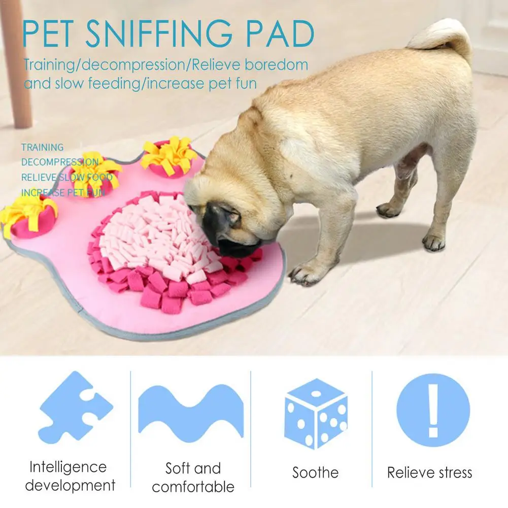 

Pet Dog Snuffle Mat Nose Smell Training Sniffing Pad Dog Puzzle Toy Slow Feeding Bowl Food Dispenser Carpet Washable 50x58cm