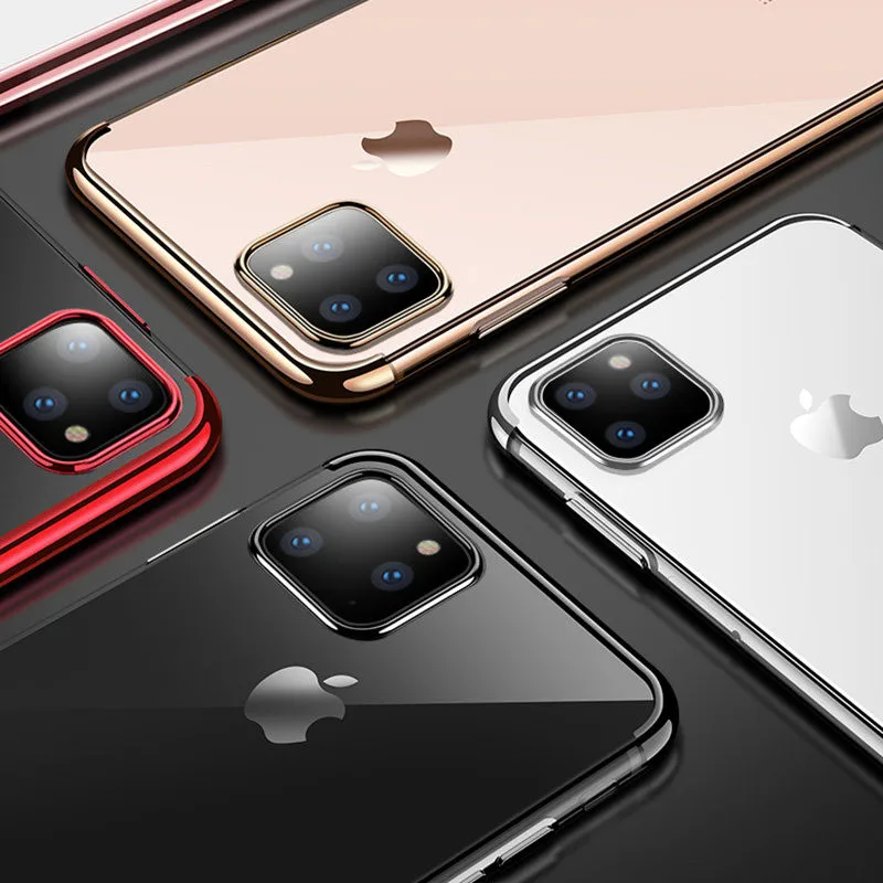 Силиконовый чехол Kjoew с гальваническим покрытием для iPhone 11 Pro Xs Max X XR 6 6s 7 8 Plus