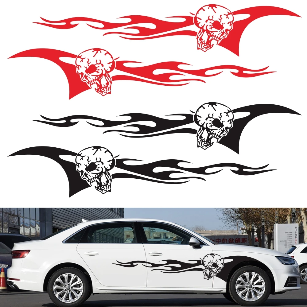 

Doordash 2PCS Skeleton Flame Element Totem Decoration Car Sticker DIY Vinyl Decals DIY Modified Accessories for General Models