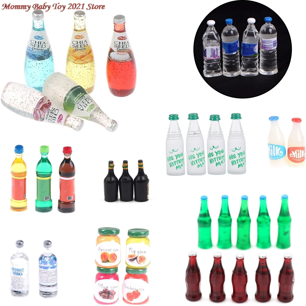 

1/2/3/4/5/6/10PCS Mini Water Bottles Dollhouse Miniature Doll Food Kitchen Living Room Accessories Kids Gift Pretend Play Toys
