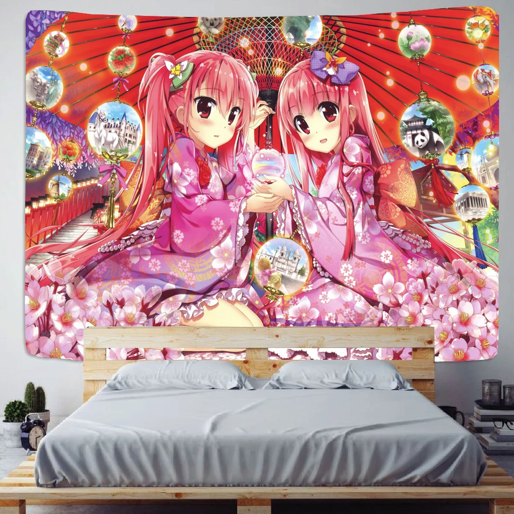 Милый красивый женский домашний фон настенный гобелен аниме девушка фреска