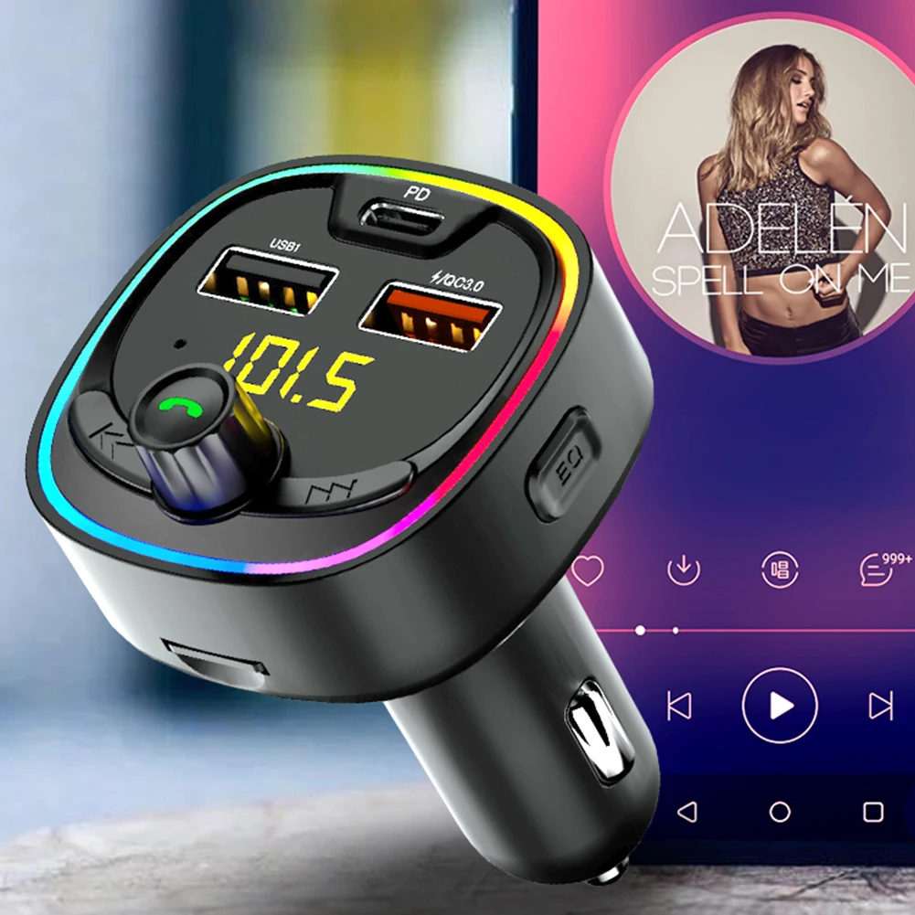 Автомобильный FM-передатчик Bluetooth 5 0 20 Вт PD Type-C 2 порта USB зарядное устройство для