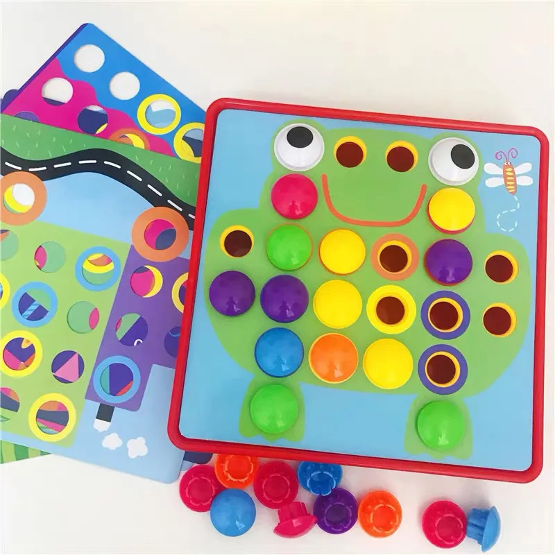 

Educational 3D Mosaic Mushroom Nail Toy Colorful Puzzles Drawing Toys Kid Creative Buttons Art Assembling Picture Montessori Toy