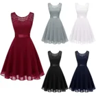 Платье с цветочным узором, кружевное женское одноцветное Цвет без рукавов с асимметричным подолом Формальные вечерние платье миди для женщин пикантные официальное, длиной до колен с круглым