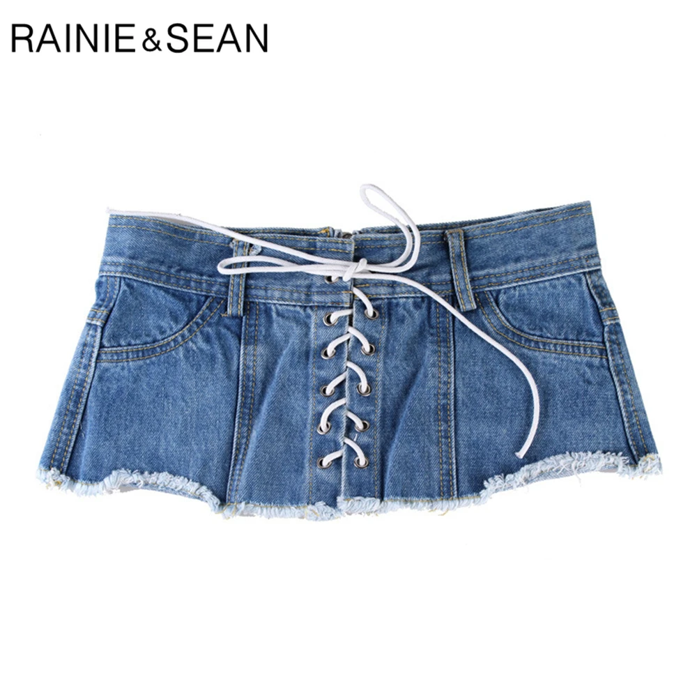 Женские широкие пояса RAINIE SEAN Denim синие модные женские на шнуровке для рубашек