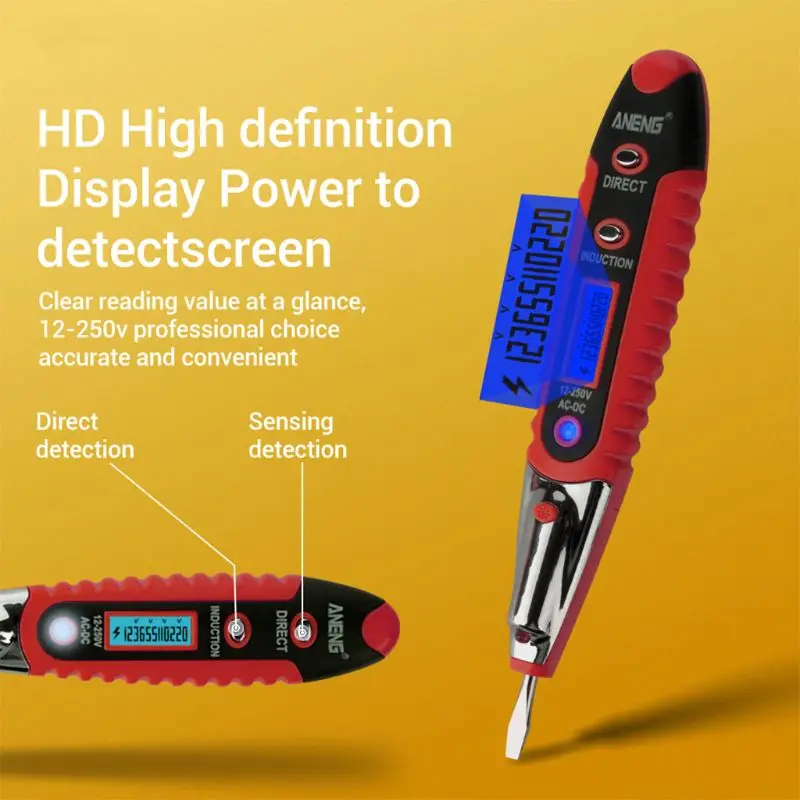 VD700 Digital Test Pencil Multifunction AC DC 12-250V Tester Electrical Detector Voltage Pen63HF | Инструменты