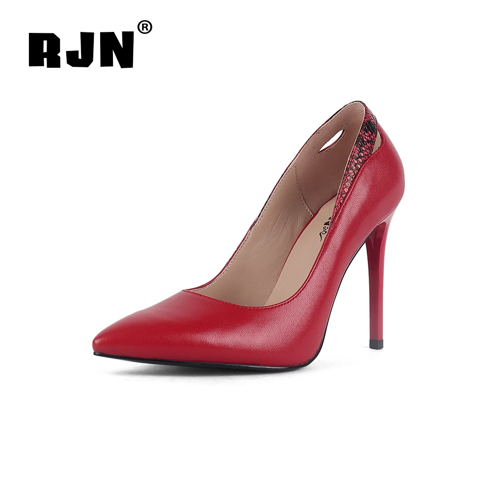 

RJN/Стильные туфли-лодочки пикантные вечерние туфли с острым носком на очень высоком каблуке с принтом змеиной кожи женские туфли-лодочки из ...