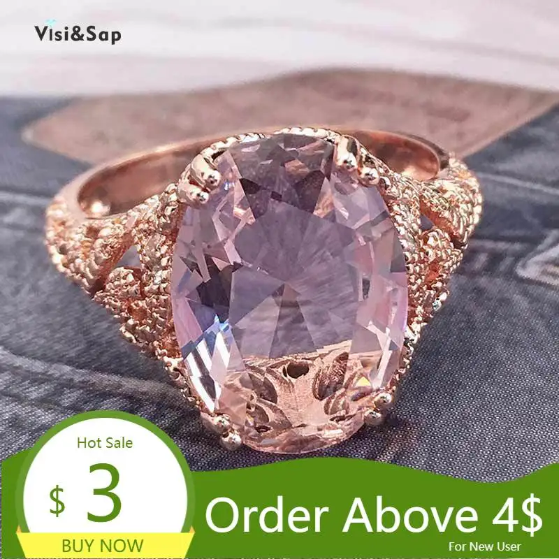 Женское Обручальное кольцо с цветком Visisap цвета розового золота овальным