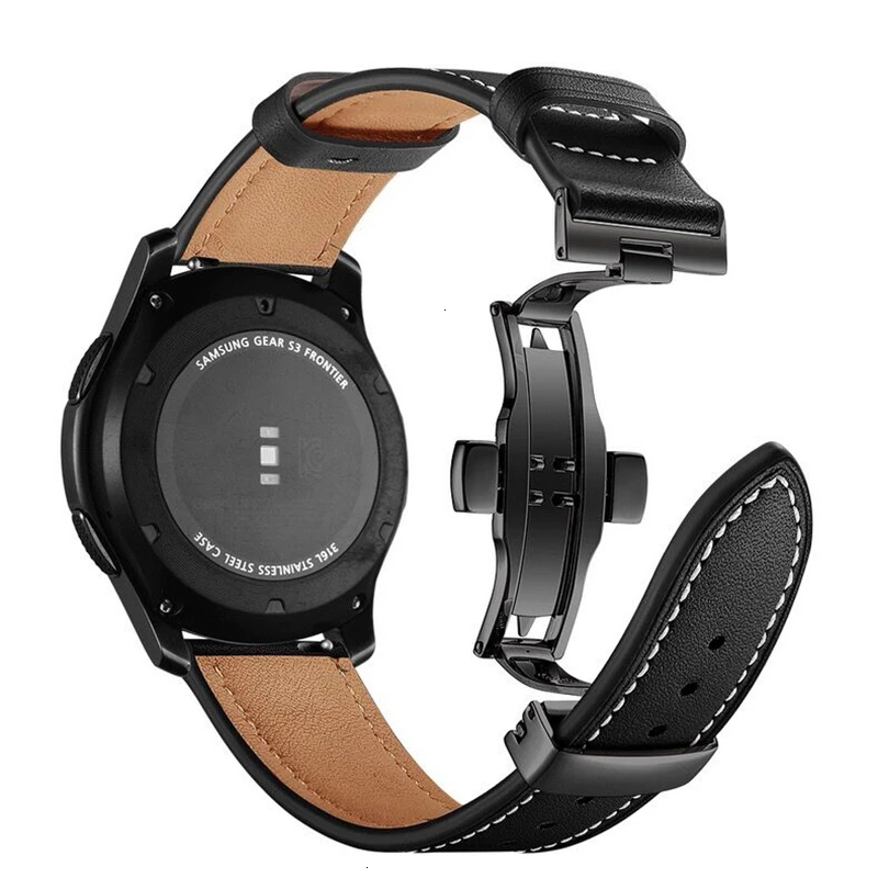 Ремешок из натуральной кожи для Samsung Gear S3 Frontier Huawei Xiaomi Amazfit сменный классический
