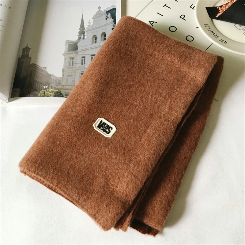 caramel 182*40 см зима стиль женский палантин сплошной цвет вязаный кашемировый шарф женские шарфы шали Женская Роковая женщина hiver WA05 - Цвет: caramel