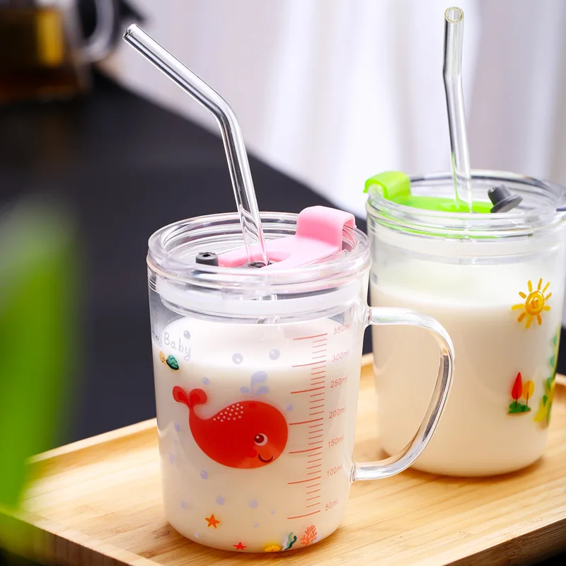 350 мл Милая мультяшная молочная чашка динозавр КИТ соломенная стеклянная детская