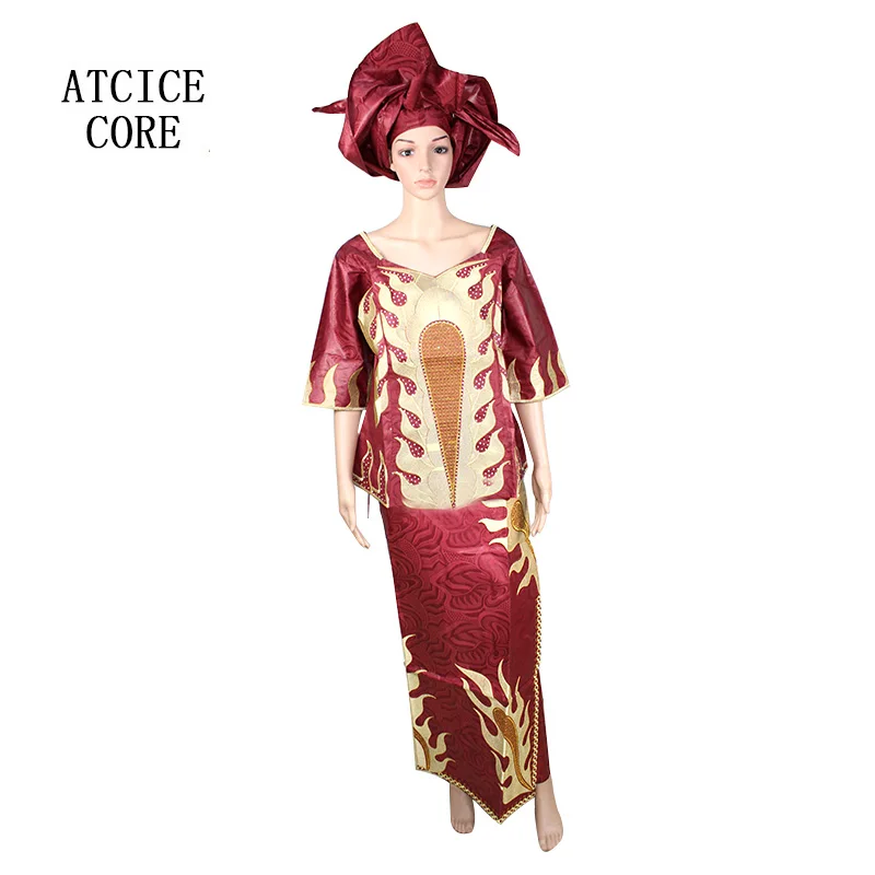 Африканские платья для женщин новый базин роскошное платье с вышивкой и рэппером