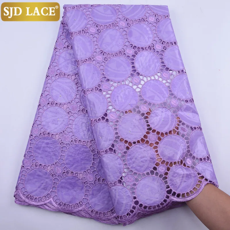 Кружевная синяя африканская базиновая богатая ткань SJD с Бродом последние 5 ярдов