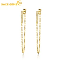 sace gems s925 sterling silver long double color earrings for women south korea set diamond tassel earchain simple tide eardrop